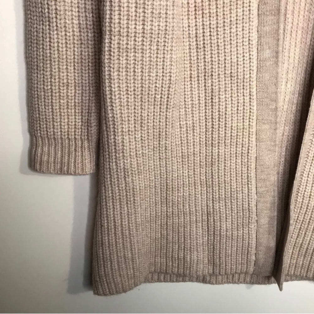 Madewell Beige Chunky Cableknit Fringe Cardigan Sweater M Long Lined Oversized - Picture 5 of 8